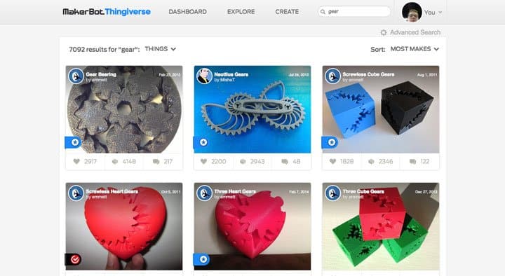 Fichiers STL sur Thingiverse