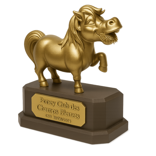Trophée personnalisé pour concours équestre — impression 3D par Abeille 3D