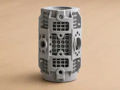 Pièce en nylon PA12 imprimée en 3D SLS (frittage laser de poudre) dans l'atelier Abeille 3D